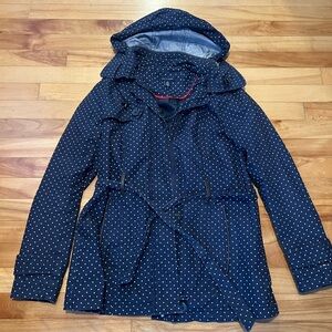Tommy Hilfiger Navy Polka Dot Hooded Rain Jacket with matching bucket hat